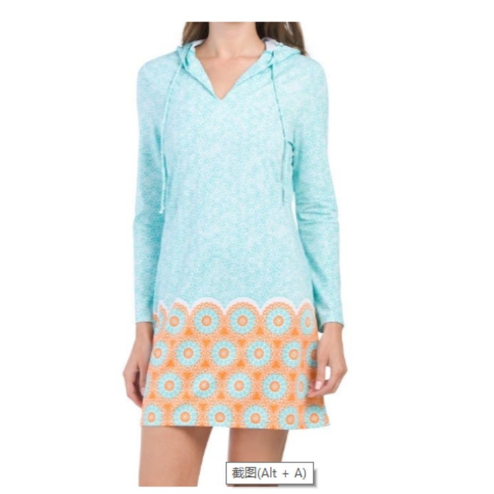 NWT CABANA LIFE Upf 50 Hooded Cover-up Dress L XL